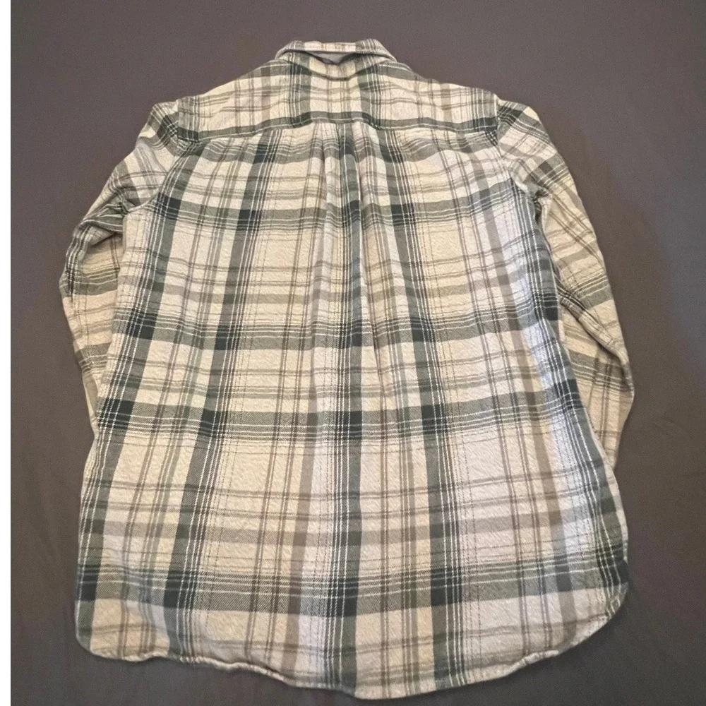The North Face Mens Grey Plaid Flannel Long Sleeve Button Down Shirt Size Medium